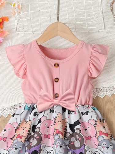 Image of Buy & Try Lycra Panda Printed Girls Frock Dress| Short Sleeve Frock for Kids.