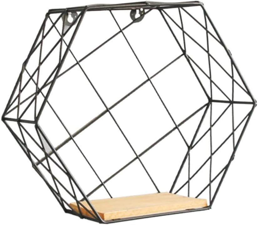Iron Hexagonal Mesh Wall Storage Rack Decorative Wall Hanging Shelf for Dorm Home Decor
