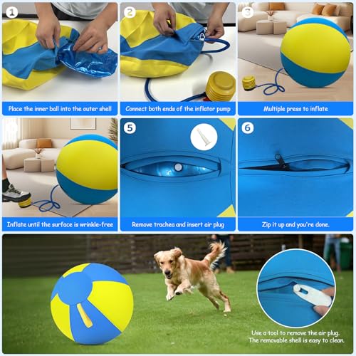 Image of 25 Inch Herding Ball for Dogs with Durable 1000D Oxford Cover - Heavy Duty Interactive Toy with Handles for Agility Training, Anti-Burst Ball for Australian Shepherds, Border Collies, Large Breeds