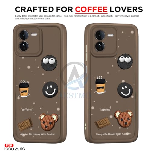Image of AESTMO Back Case Cover for iQOO Z9 5G Cover | Cute Fun Cartoon 3D Ball | Coffee Silicone Case | Full Body Protection | Camera Protection Back Cover for iQOO Z9 5G (Brown)