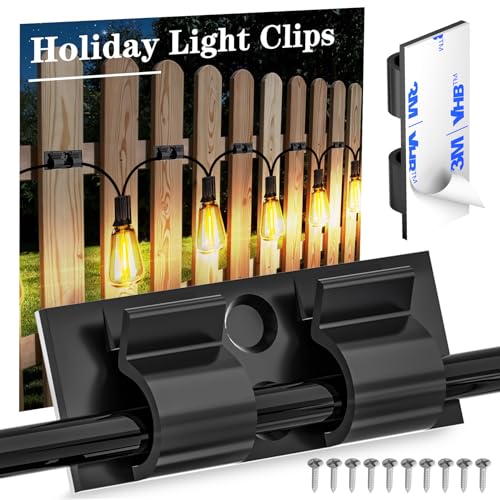 XHF 30PCS Black Hooks for Outdoor String Lights Clips, Heavy