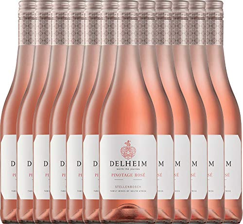 VINELLO 12er Weinpaket Rosé - Pinotage Rosé 2022 - Delheim mit einem VINELLO.weinausgießer | 12 x 0,75 Liter Cover