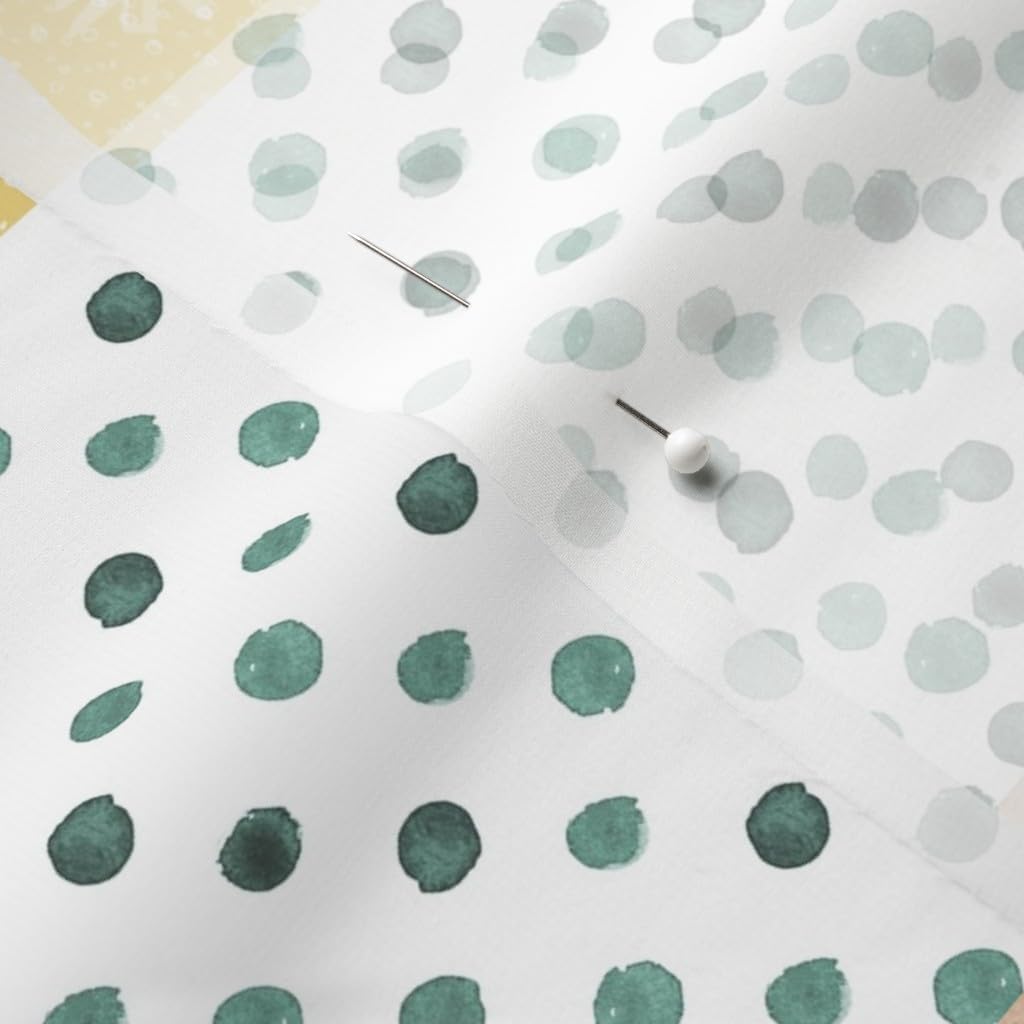 Spoonflower Fabric - Woodland Baby Watercolor Bear Forest Animal Green Yellow White Quilt Printed on Chiffon Fabric by The Yard - Sewing Fashion Apparel Dresses Home Decor