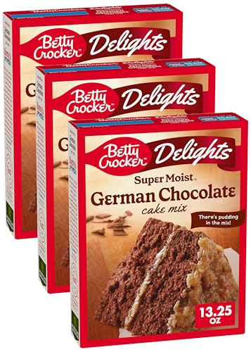 Image of Betty Crocker Delights Super Moist German Chocolate Cake Mix, 13.25 oz. (Pack of 3)