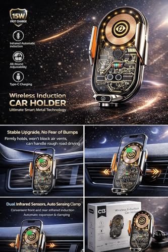 Image of Car Phone Mount Wireless Charger[Handsfree Intelligent auto Open-Close Proximity Sensor][15W Wireless Charging][Sturdy Mount 360Rotation] Compatible for iPhone,Android and All Smartphones
