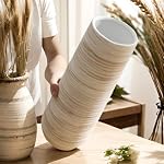 ALMA White Vessel 13 Inch Tall, Large Floor Vase for Wedding and Housewarming|Ceramic Pampas Grass Vase in Minimalist Modern Home Decor, Aesthetic Room Decor, Shelf Decor - Image 4