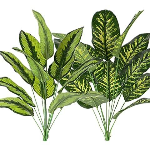 Coreland Artificial Plants Palm Fake Leaves 25inch Indoor for Home Office Decor 2Pcs Cover
