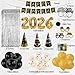 New Years Eve Party Supplies 2026 - Happy New Year Decorations Kit - Set of 50 Includes Banner, Hats, Ribbon, Glasses,Tiaras, Balloons, Squawkers and Fringe Curtains - Accessories for Kids Party Decor