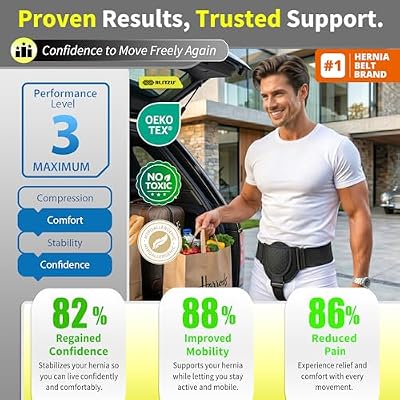 BLITZU Inguinal Hernia Support Belt for Men & Women, Adjustable Left or Right Side Hernia Truss with Removable Compression Pad, Slim Groin Support Belt for Everyday Wear Black S-M