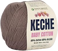 Vista 27 de Keche Hilo de algodón, 60% algodón, 40% hilo acrílico, hilo de algodón suave para crochet y tejer, hilo amigurumi, 1 madeja/bola, 1.76 onzas (50g)