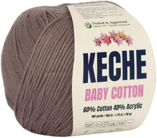 Vista 26 de Keche Hilo de algodón, 60% algodón, 40% hilo acrílico, hilo de algodón suave para ganchillo y tejer, hilo amigurumi, 1 madeja/bola, 1.76 oz (50g)