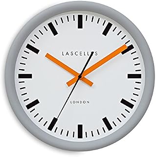 Roger Lascelles Clocks Wall Clock, Metal, Grey/Orange/White, M