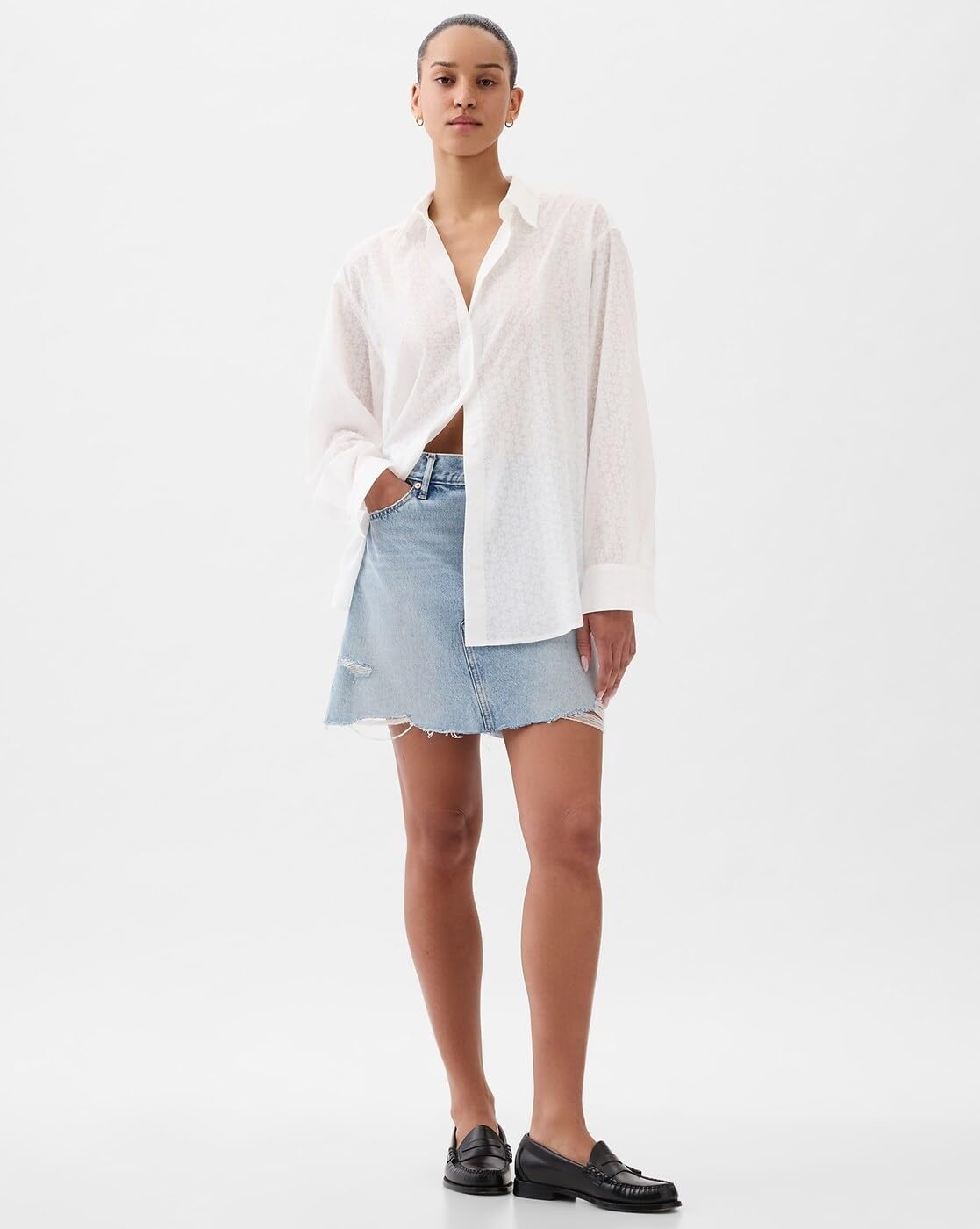 GAP Women's Count Loose Fit Shirt (442584474_offwhite_Off White - Image 4 thumbnail