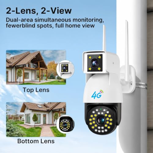 Image of DDLC 6MP 4G SIM Dual Lens Outdoor PTZ CCTV Camera | 360 Rotation | Color Night Vision | Smart Auto Tracking | Two-Way Audio | Wireless Security with V380 Pro App (4G Dual Lens PTZ)