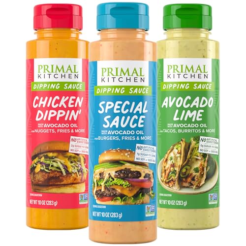 Primal Kitchen Dipping Sauce 3 Pack: Chicken Dippin', Avocado Lime, and Special Sauce