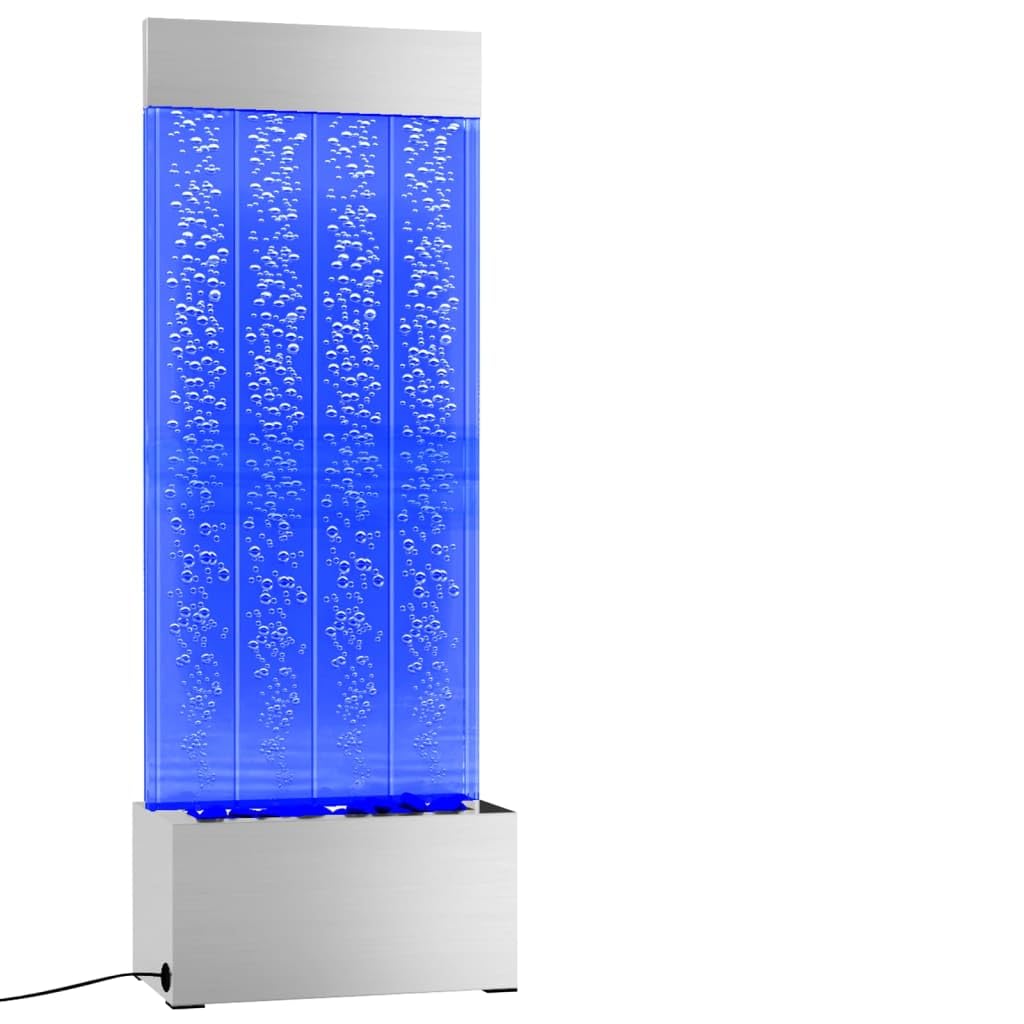 vidaXL Columna Burbujas Leds RGB Cascada Iluminación Fuente de Jardín Pared Luces Oficina Equipo Eléctrico Acero Inoxidable Acrílico