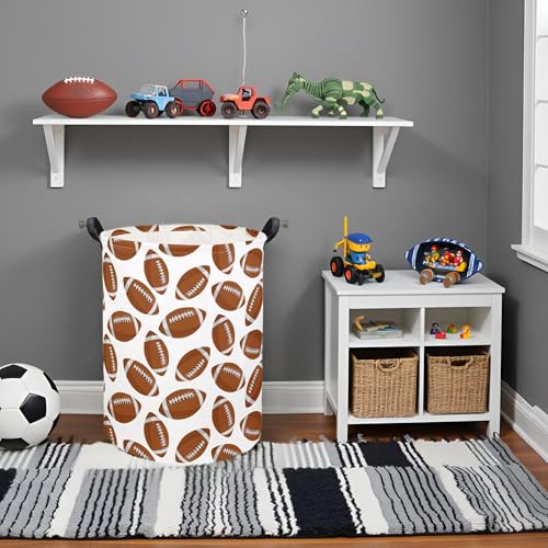 Image of Kids Laundry Basket Baby Hamper Footballs Toy Storage Bin for Boys Room Decor Baby Nursery Hamper Gift Baskets for Bedroom Bathroom(Footballs)