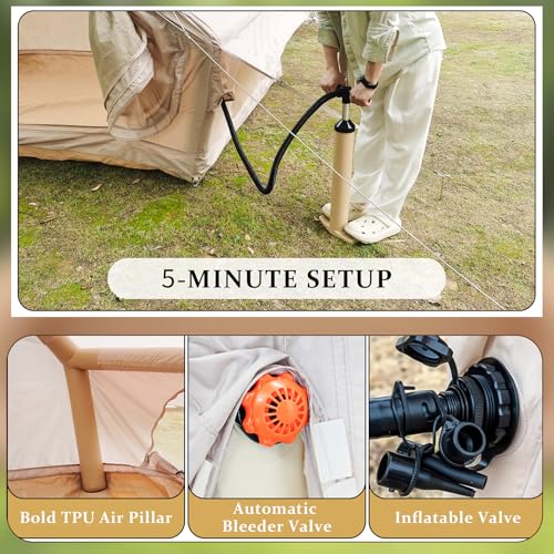 Carpa inflable para camping 4-6 personas beige miniatura 6
