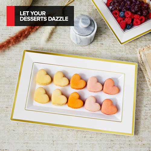 Stock Your Home 12 Pcs) Premium White And Gold Plastic Serving Tray thumb #5