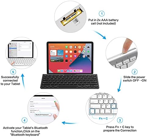 OMOTON Bluetooth Keyboard with Built-in Stand for New iPad 9 2021/iPad 8 2020-10.2, iPad Air 4-10.9, iPad Pro 11, iPad Air 3, iPad Pro 10.5, iPad Mini 6, iPhone 13, Black