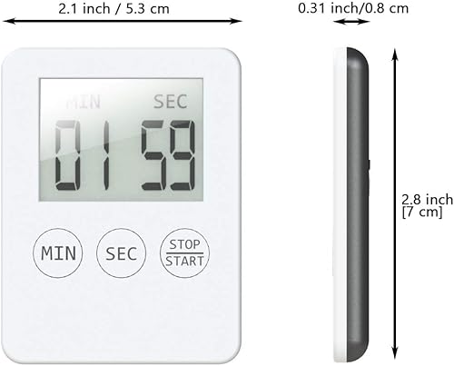 Miniatura 7 de Attom Tech - Temporizador de cocina ultrafino, pequeño, digital, con alarma e imán para cocinar hornear, deportes de siesta, juegos de oficina
