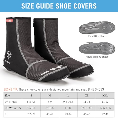 GEWAGE Couvre-chaussures de vélo, surchaussures unisexes avec bandes réfléchissantes pour maintenir la chaleur pour VTT et vélo de course, Noir , 40/42 EU – vue 2