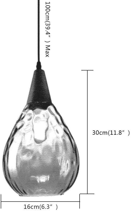 Creative Plafond Décoration Haning Lampes, Luminaires Suspendus En Bois Avec Gouttes D'eau Abat-Jour En Verre - E27 Lustre Pour Restaurant Bar Couloir Escalier Chambre/Transparent