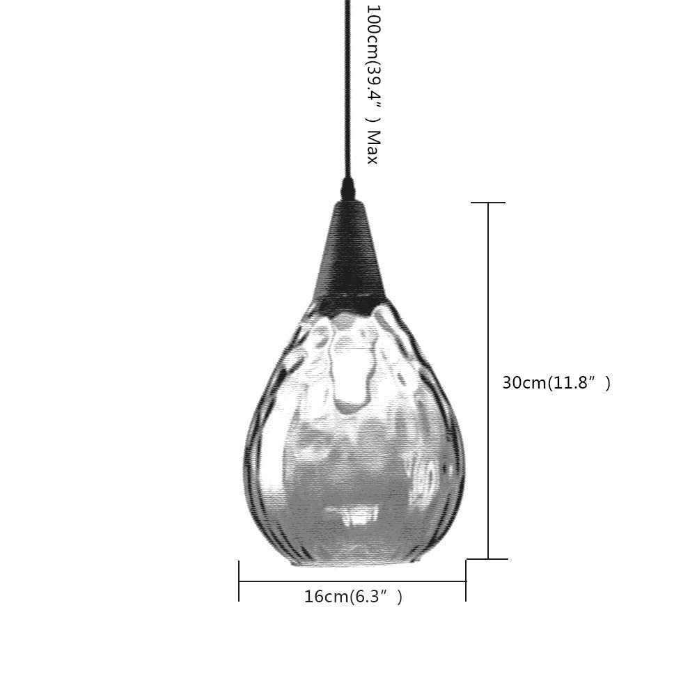 Suspension créative Goutte d'eau, Lampe Suspendue en Bois avec Abat-Jour en Verre en Forme de Larme, luminaire E27, Lustre de Salle à Manger, Lampes à Suspension industrielles rétro pour îlot