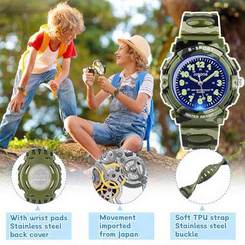 Image of Juboos Kids Watch Analog for Boys Girls, Childrens Waterproof Soft Strap Kids Time Teaching Quartz Wristwatch for Ages 5-15