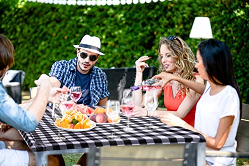 Picnic Table Cover With Bench Covers, 3-Piece Set Vinyl Elastic Fitted Rectangle Waterproof Picnic Tablecloths With 2 Pockets Flannel Backing For Outdoor/Bbq/Camping(30 X 72 Inch,Black-Checkered) #TOP7
