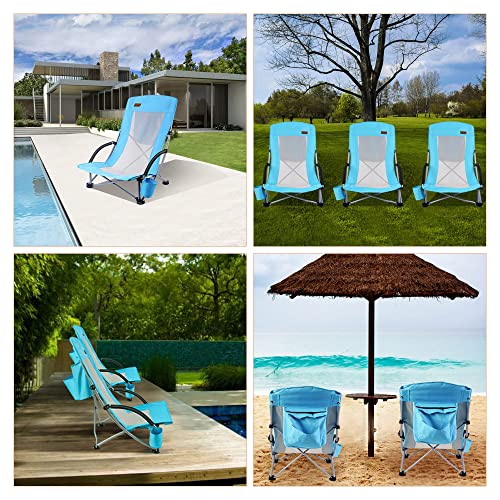 Nice C Beach Chair, Beach Chairs For Adults 2 Pack W/Cooler Compact High Back, Cup Holder & Carry Bag & Heavy Duty Outdoor, Camping, Bbq, Travel, Picnic, Festival (Set Of 2 Blue) #TOP7