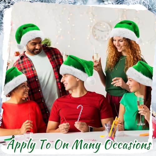 Image of Vicenpal 20 Pcs Santa Hats Bulk Plush Christmas Hats for Adults Women Men Holiday Party Costume(Green)