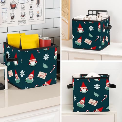 Boîte de rangement pliable motif Noël en tissu avec poignées - 8