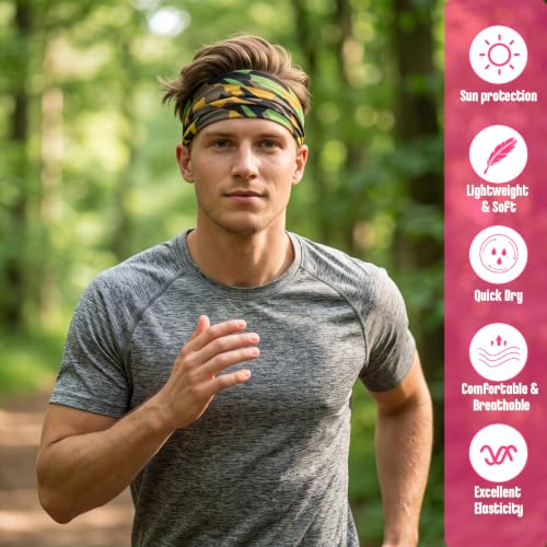 Image of Tarpop 12 /30 Pcs Neck Gaiters Scarf Elastic Wrap Headband Sweat Absorbing Bandana for Women Men Sports Yoga Running
