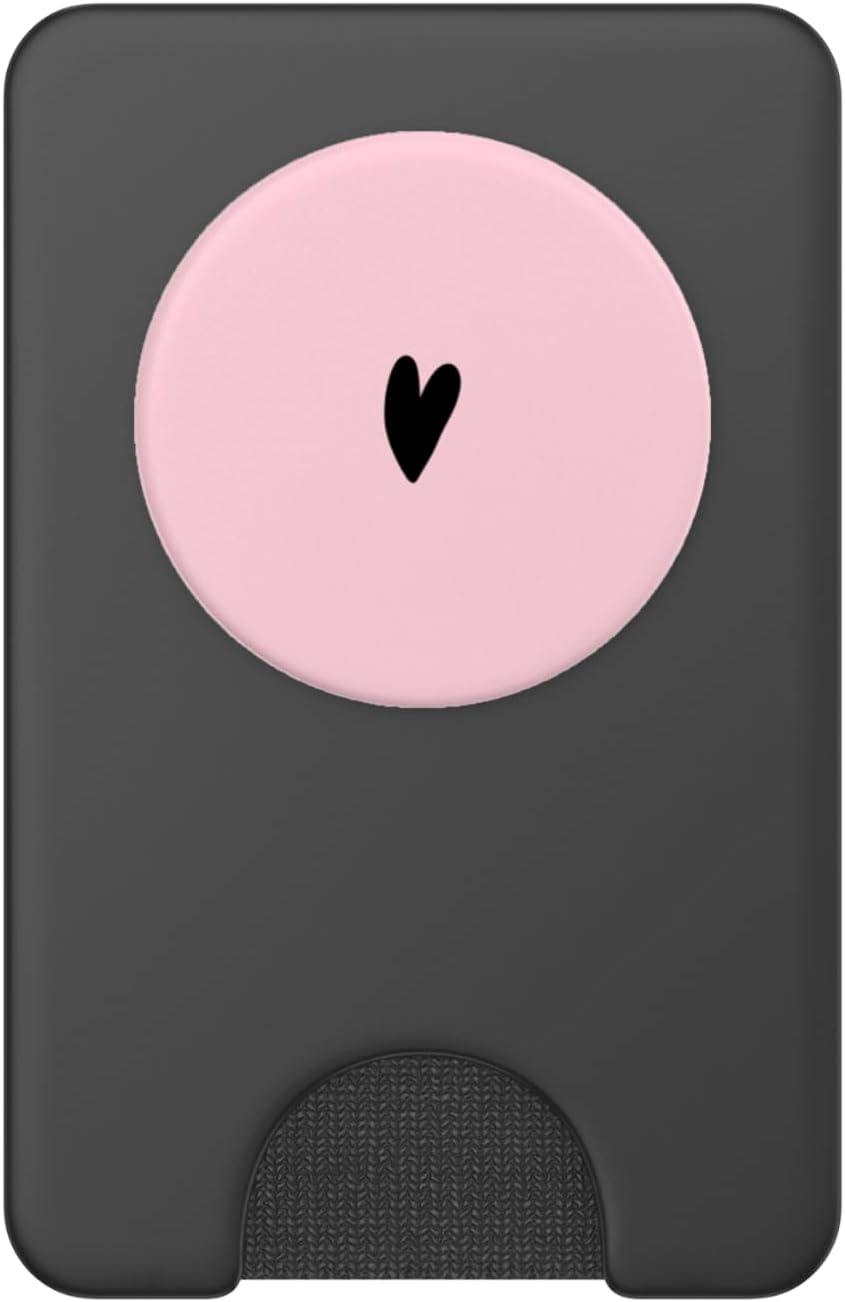 Pink Minimalist Heart Love PopSockets PopWallet for MagSafe