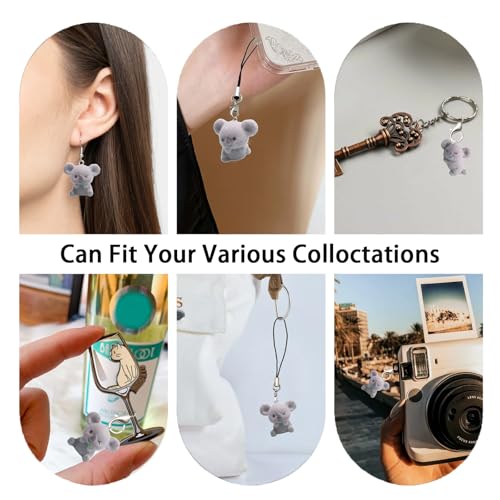 Image of 3 Pieces Phone Charm, Cute Fluffy Koala, Kawaii Charms for Phone Case, Bag Charms for Handbags, Phone Accessories for Girls Keychain, Good Luck Lanyard for Women