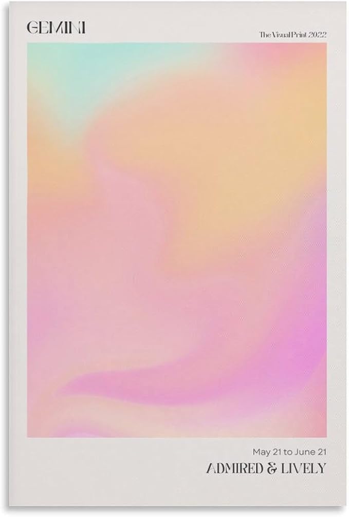 Zodiac Aura Gradient Poster Gemini Wall Art Print, Unique Zodiac Gemini Y2K Dorm Decor Gallery Wall Art Boho Canvas Poster Wall Art for Bedroom Living room Decoration Gift UnFrame::12x18inch(30x45cm)