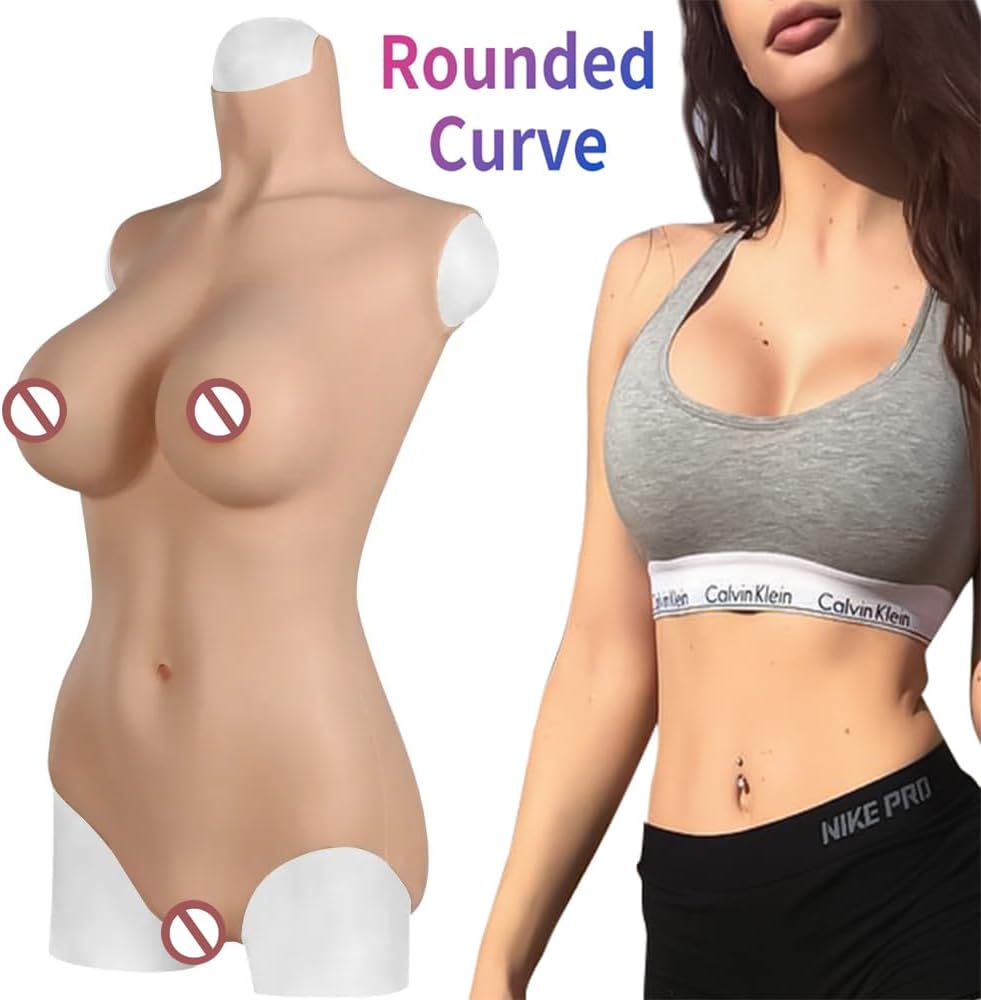 Male to Female Crossdressing Bodysuit Realistic Fake Boobs Silicone Pants Transgender Cosplay Jumpsuit