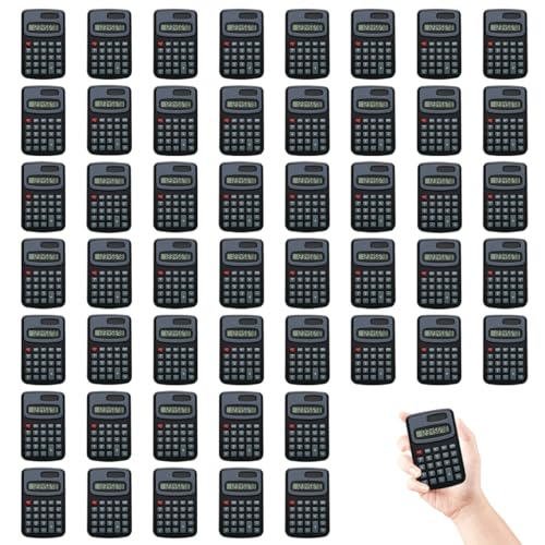 Hyuetrsa 50 Pcs Small Basic Calculators Mini Calculator Pocket, 4 Function Calculator 8 Digit Display Basic Calculators for Office School and Home (Black)