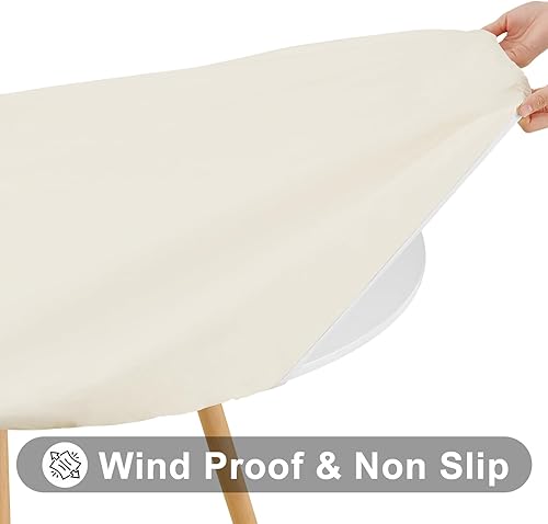 Miniatura 79 de Smiry - Mantel redondo de vinilo ajustable con bordes elásticos y parte trasera de franela, mantel de vinilo impermeable, lavable, diseño enrejado