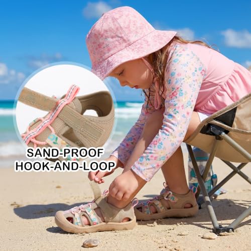 Image of Wide Toe Box Toddler Sandals Water Shoes Boys Girls Quick Dry Summer Beach | Non Slip Sole, Flexible, Machine Washable, Easy to Clean, Breathable, Adjustable Hook and Loop, Closed-toe for Outdoor & Pool