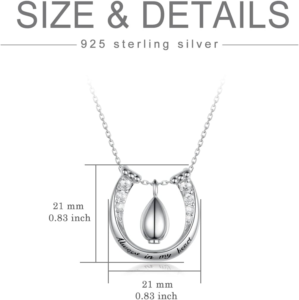 Tree of Life Cross/Celtic/Heart-Shape Rose/Zircon/Horseshoe/Heart Crystal Urn Necklace for Ashes 925 Sterling Silver Cremation Jewelry for Ashes Keepsake Cremation Necklace Pendant Jewelry for Women