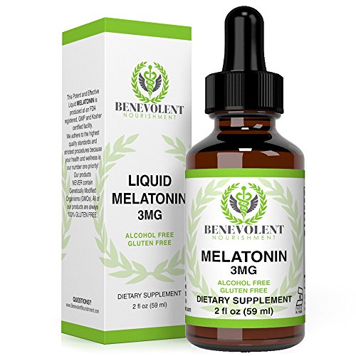 Benevolent Natural Melatonin Liquid 3mg - Nighttime Sleeping Aid for Adults Extra Strength