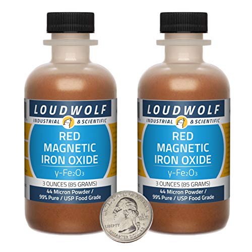 Iron Oxide Red Magnetic / 6 Ounces / 2 Bottles / 99% Pure USP Food Grade / 44 Micron Powder