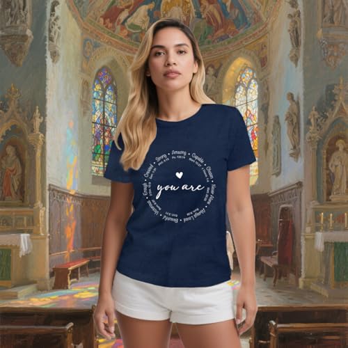 Potia Christian Shirts for Women You are Inspiration Cute Heart Shirt Bible Verse Blessed Faith Top Blue