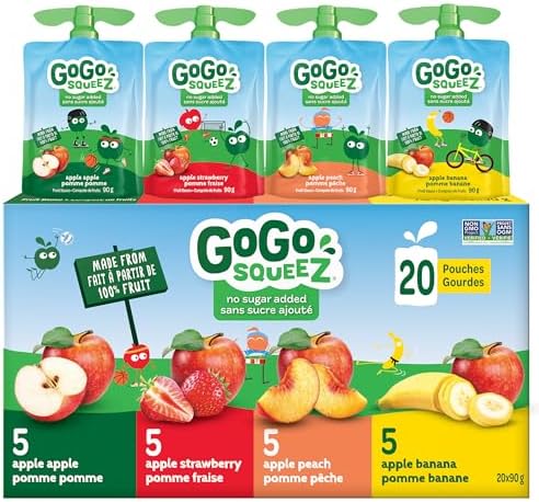 GoGo squeeZ Fruit Sauce Variety Pack, Apple, Strawberry, Peach, B...