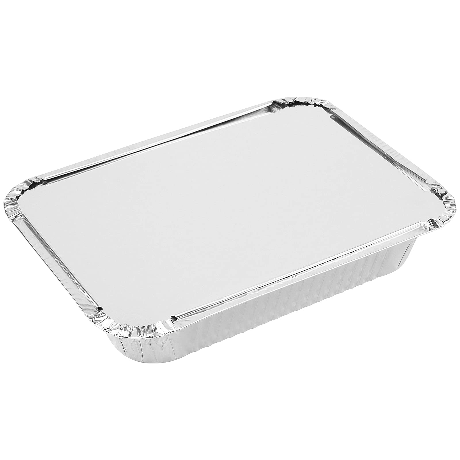 PINGEUI Bandejas de aluminio con tapa, 50 unidades, 1000 ml, bandejas de aluminio, para cocinar, asar, hornear, 229 x 169 x 50 mm