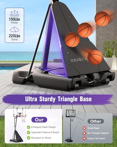 Image of TONBUX Basketball Hoop Outdoor 44 /48 /54 Inch PC Backboard, 10FT Adjustable Basketball Goal, Portable Basketball Hoop for Kids /Teens /Adults in Backyard, Driveway and Indoor