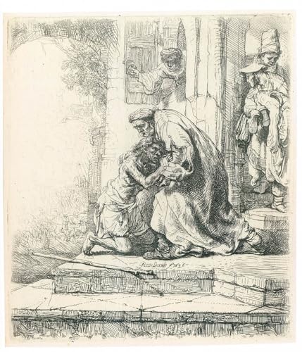 Tableau Le retour du fils prodigue de Rembrandt pour la décoration de votre salon moderne 60x90cm