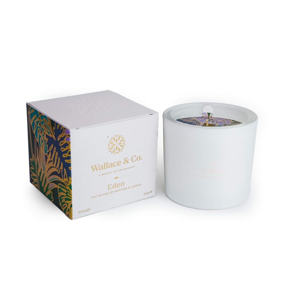 Wallace & Co. Manzil - Luxurious Quality Glass Scented Candle, Fragrant & Relaxing Aromatherapy Candle, Ideal Meditation Candles & Stress Relief Candles, Eden - Vetiver & Cedar, 200 mL